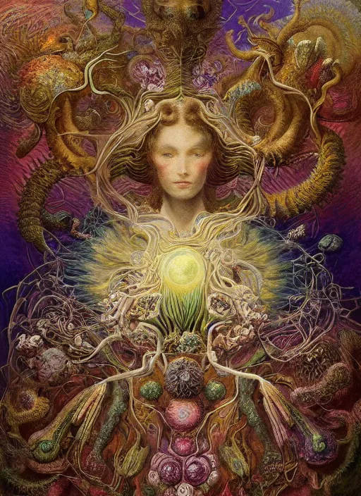 Image similar to abiogenesis, by ernst haeckel and agostino arrivabene and robert hooke and joaquin sorolla, vivid colours, intricate, elegant, extremely higly detailed, digital painting, artstation, concept art, photoshop, krita, smooth, sharp focus, full body focus, illustration, digital painting