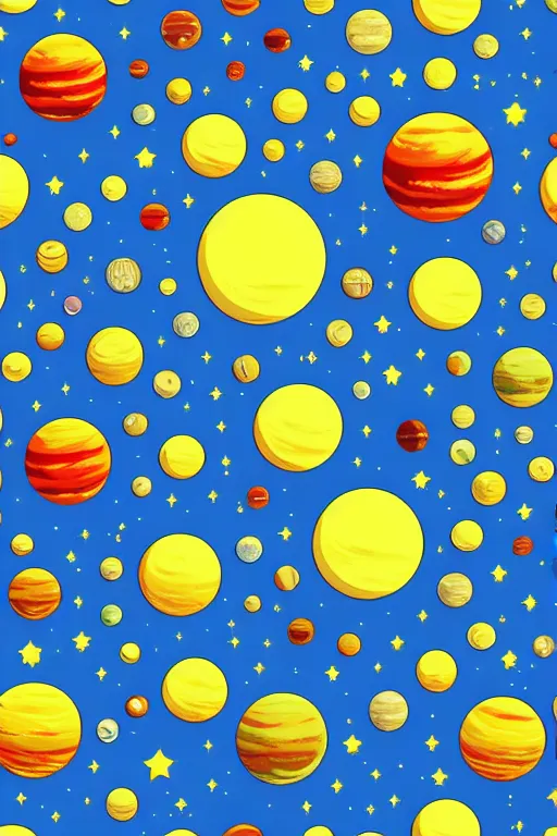 Image similar to seamless 2 d pattern of stunning planets and outer space, designed by edward hopper, award winning graphic design, 8 k, 4 k