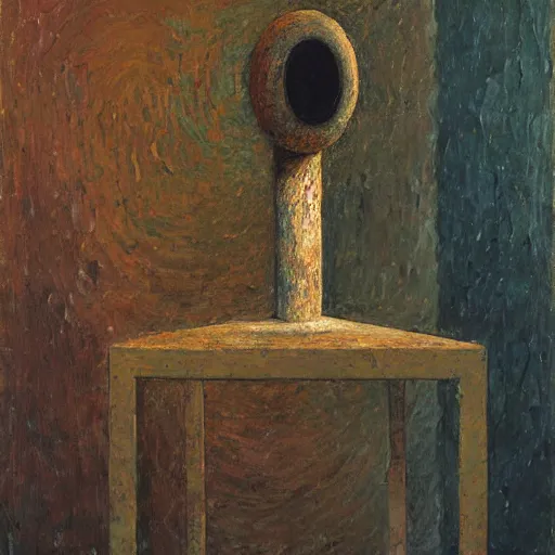 Image similar to an impasto painting by shaun tan of an abstract sculpture by the caretaker ( 1 8 9 9 )