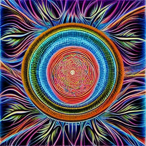 Image similar to alex grey painting of the meaning of life