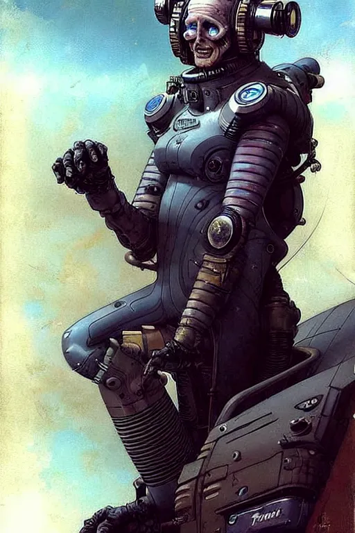 Image similar to ( ( ( ( ( 2 0 5 0 s retro future 1 0 old boy super scientest posing in space pirate mechanics costume full portrait. muted colors. ) ) ) ) ) by brom, jean - baptiste monge!!!!!!!!!!!!!!!!!!!!!!!!!!!!!!