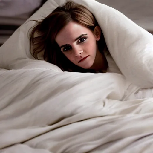 Image similar to tucking cold emma watson into bed
