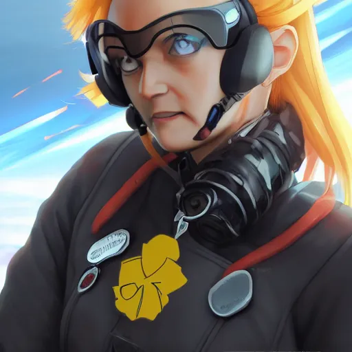 Image similar to portrait of marie curie as a fighter pilot, anime fantasy illustration by tomoyuki yamasaki, kyoto studio, madhouse, ufotable, square enix, cinematic lighting, trending on artstation
