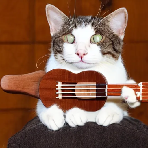 Image similar to cat playing ukulele