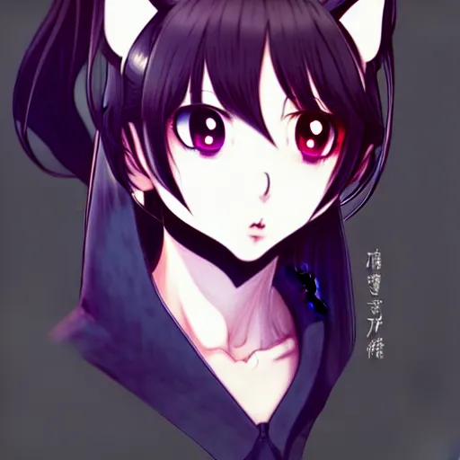 Image similar to full headshot portrait of a catgirl, By shirow masamune, WLOP, Avetetsuya Studios, colored sketch anime manga panel, trending on artstation, pixiv art, smooth, artgem, elegant, highly detailed, pixiv trending, anime inspired, by studio trigger, attractive character