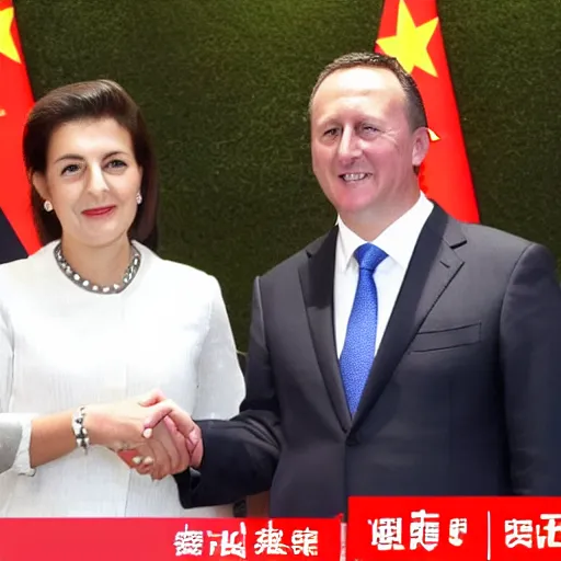 Prompt: New Zealand prime minister John Key making a secret deal with Xi Jinping