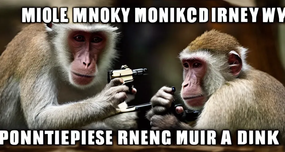 Monkey Pointing a Gun at a Computer Meme, Stable Diffusion