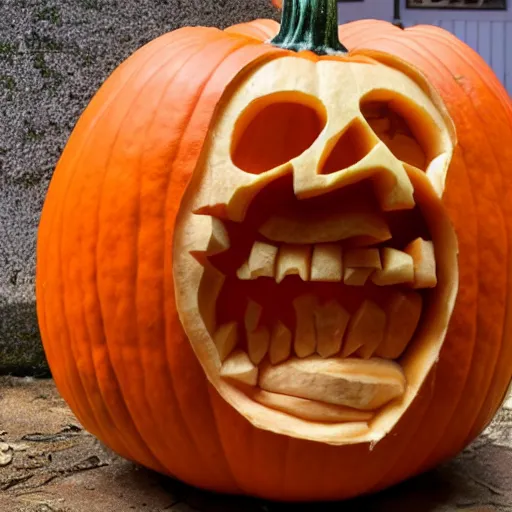 Image similar to pumpkins carving a human head