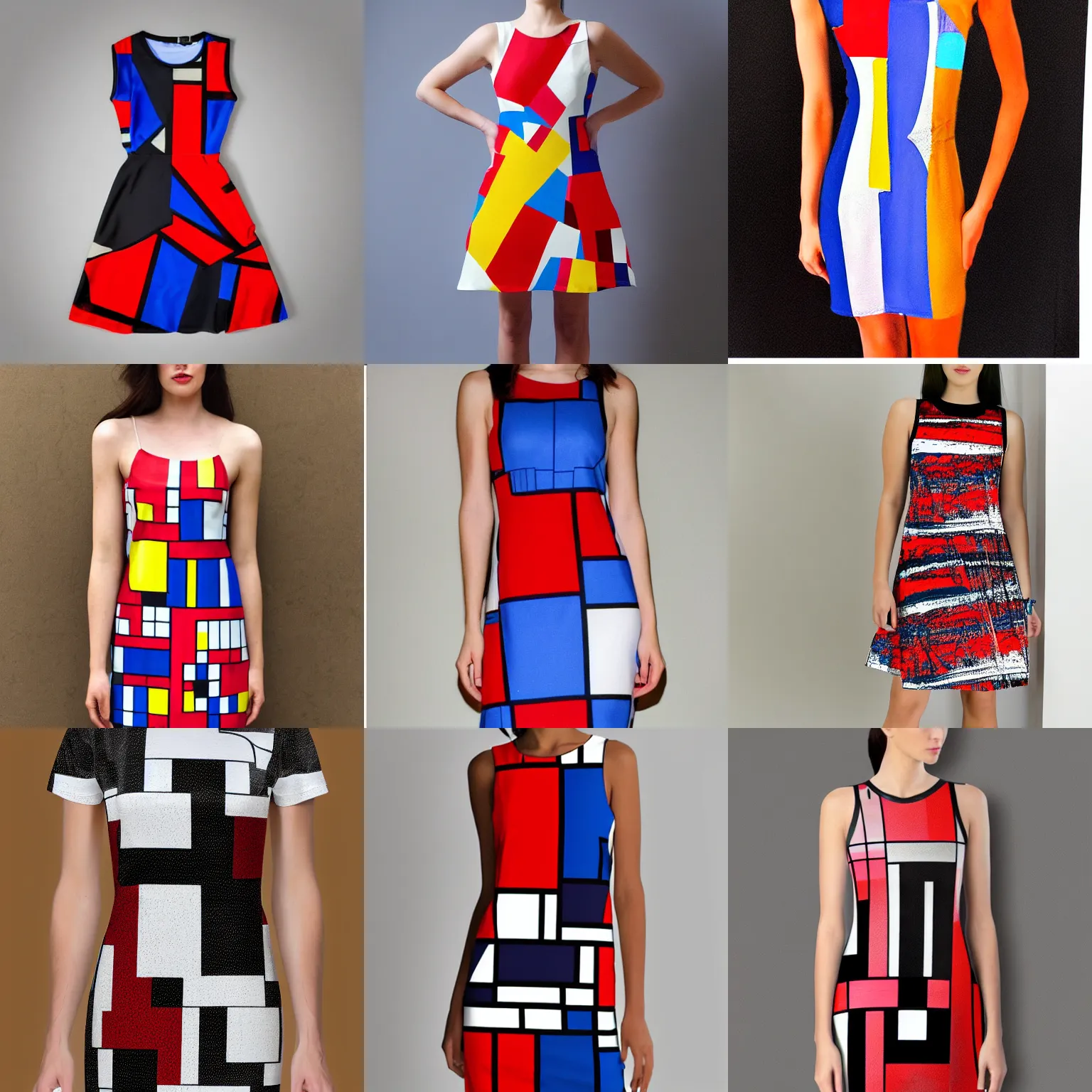 Prompt: mondrian abstract art dress