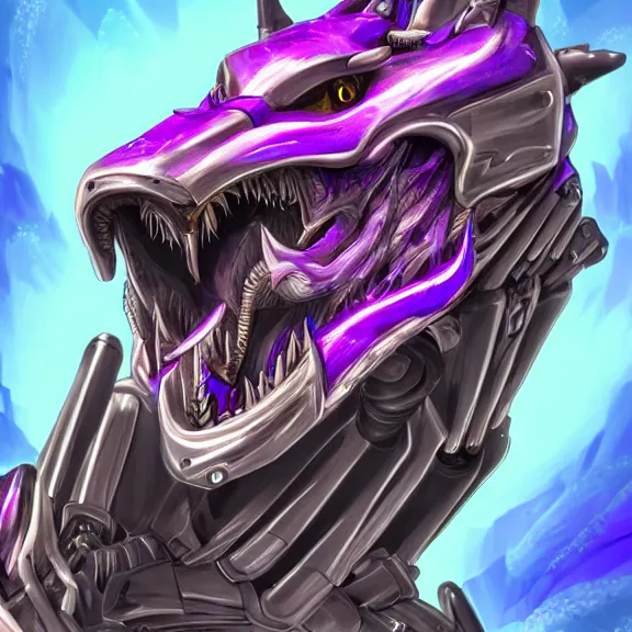 Image similar to detailed mawshot of a giant beautiful stunning goddess anthropomorphic hot robot mecha female dragon, silver sharp streamlined armor, detailed maw, glowing Purple LED eyes, food pov, micro pov, dragon art, macro art, furry art, vore, furaffinity, DeviantArt, Eka's Portal, G6