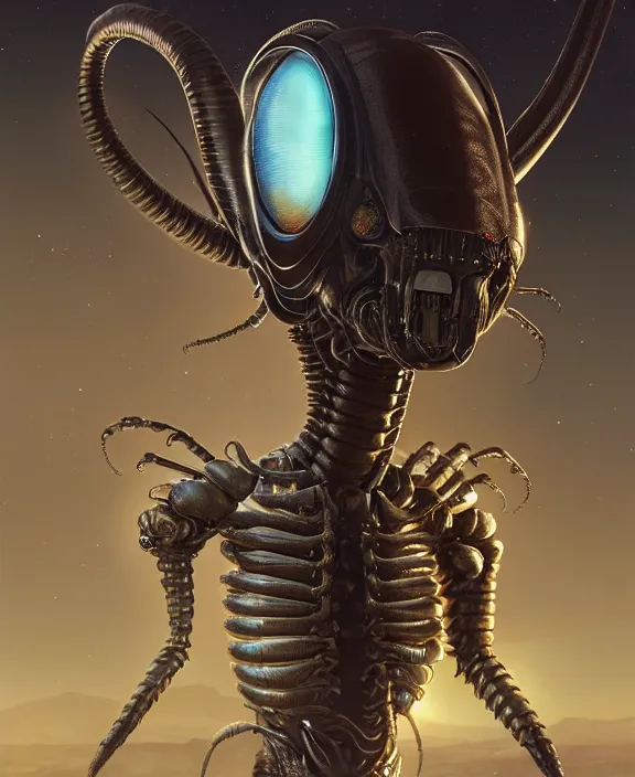 Prompt: portrait of a alien insect, adorable, childlike, milky way environment, ultra realistic, concept art, intricate details, cheerful, highly detailed, photorealistic, octane render, 8 k, unreal engine. art by christopher marley and artgerm and hr giger and greg rutkowski and alphonse mucha