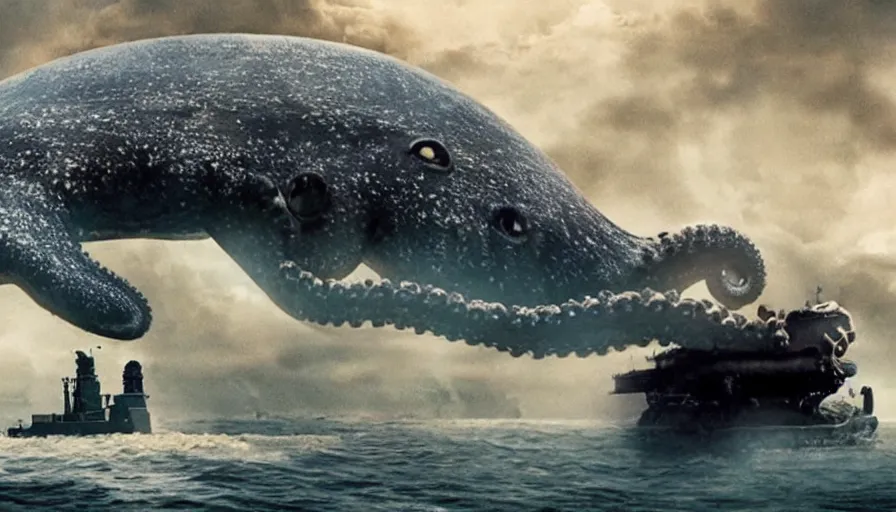 Prompt: Movie about an octopus attacking a nuclear submarine