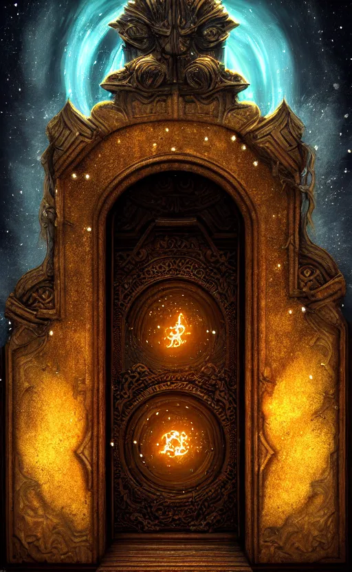 Prompt: a ornamental gate into stars a demon emerges from it, ornament, intarsia, portal, doorway, no background, dynamic lighting, ambient lighting, atmospherical, photorealistic fantasy concept art, trending on art station, stunning visuals, creative, cinematic, ultra detailed