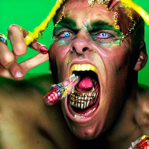 Image similar to a devil, close - up portrait photo by david lachapelle, masterpiece, trending on flickr