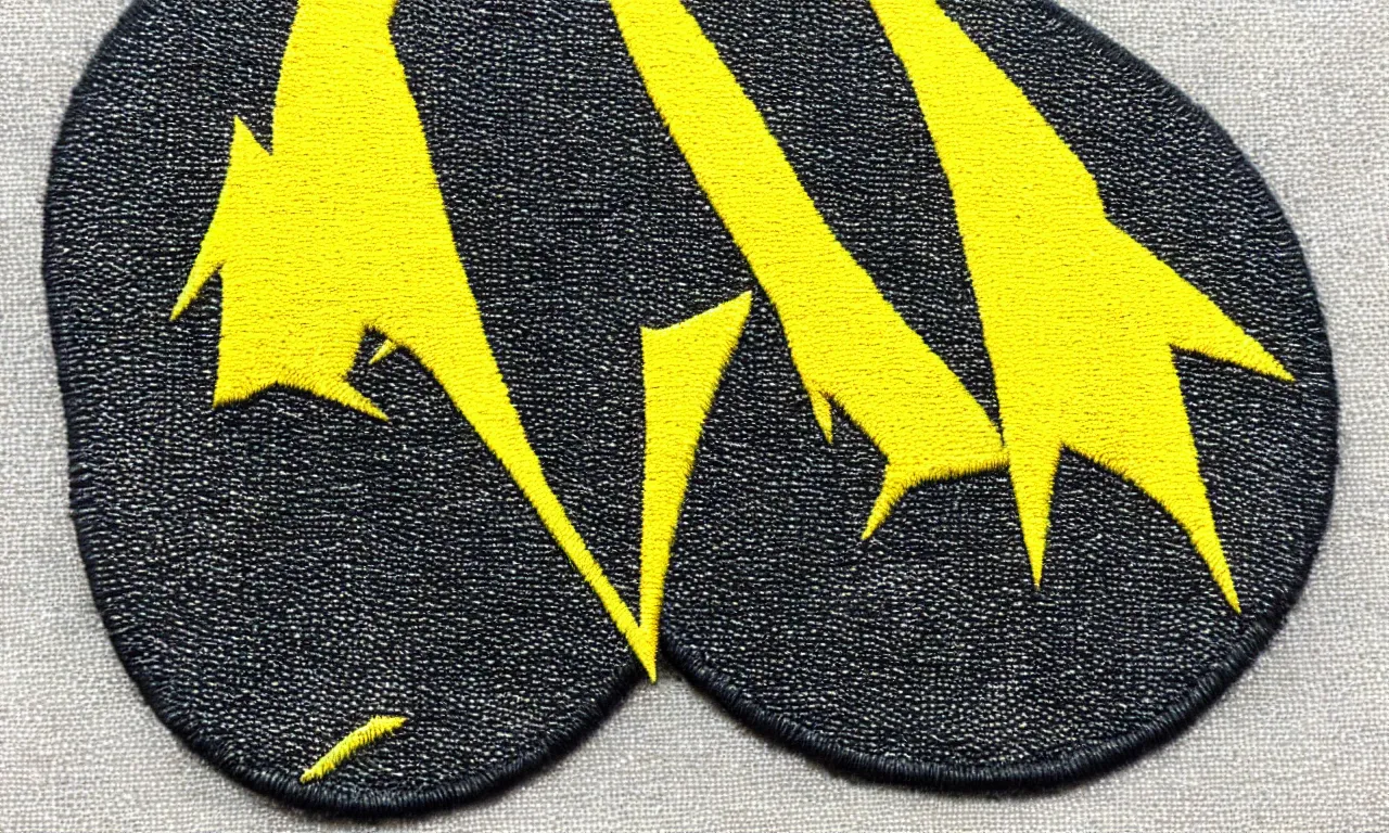 Prompt: a gorilla climbs a radio tower. yellow lightning bolts. round, circular embroidered us radar corps patch 8 k /