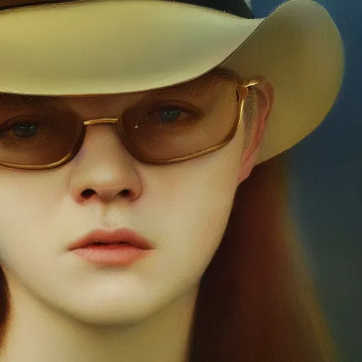 Prompt: ultra realistic portrait painting of elle fanning as a western outlaw, art by michael sowa, 4 k, ultra realistic, highly detailed, epic lighting