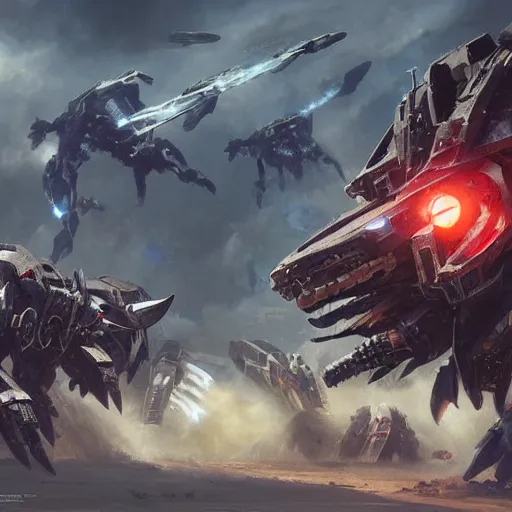 Image similar to Zoids Mech,Greg rutkowski, Trending artstation, cinematográfica, digital Art