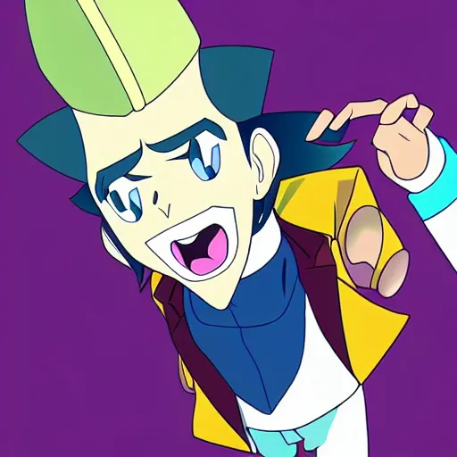 Prompt: Dandy from space dandy anime, cell shading, clean linework, smooth