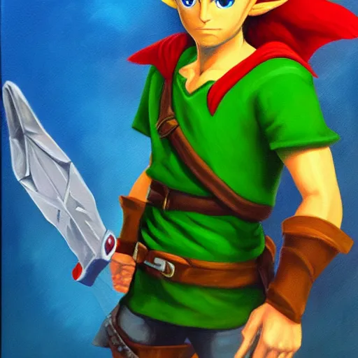 Image similar to Oil painting of Link - Hero of Time