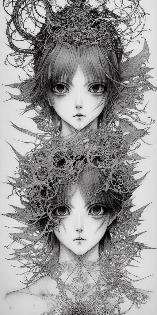 Image similar to prompt: Fragile looking vessel portrait soft light drawn by Vania Zouravliov and Takato Yamamoto, inspired by Evangeleon Anime, magical and alchemical weapons, soft light, white background, intricate detail, intricate ink painting detail, sharp high detail, manga and anime 2000