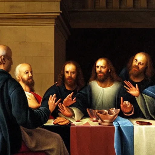 Prompt: Joe biden at the last supper, hyper realism renaissance art, detailed,