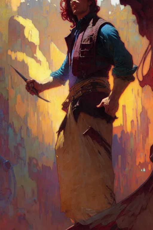 Image similar to attractive man, marvel, cool colors, painting by gaston bussiere, craig mullins, greg rutkowski, alphonse mucha