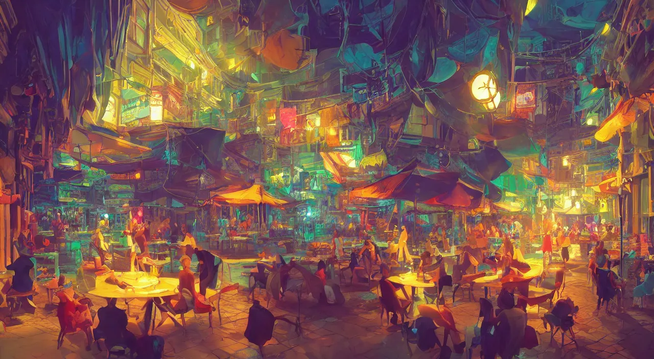 Image similar to bazaar zouk oriantal multicolorful sky shine place mosquet painting stylized digital video game icon global illumination ray tracing 8 k hd resolution, by ilya kuvshinov and cushart krentz and gilleard james