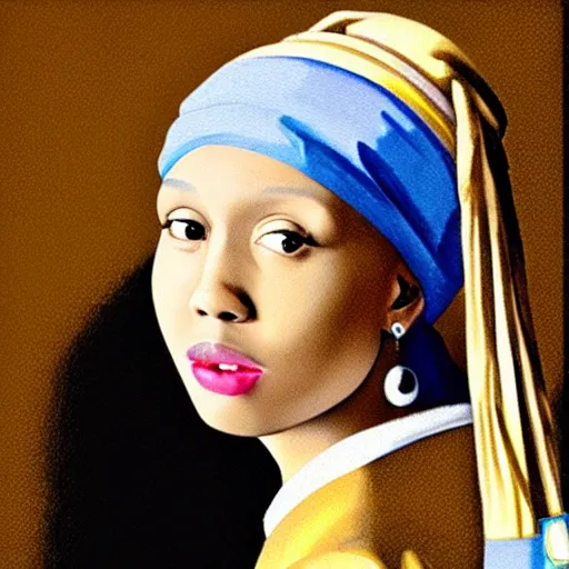 Image similar to tyler the creator as girl with a pearl earring