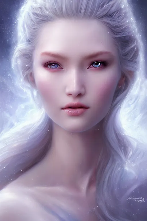 Image similar to a masterpiece ultrarealistic ultradetailed portrait of a very beautiful ice queen, medium shot, intricate, elegant, by stanley artgerm lau, wlop, rossdraws, james jean, andrei riabovitchev, marc simonetti, light by julie bell, porcelain skin. global illumination, vfx