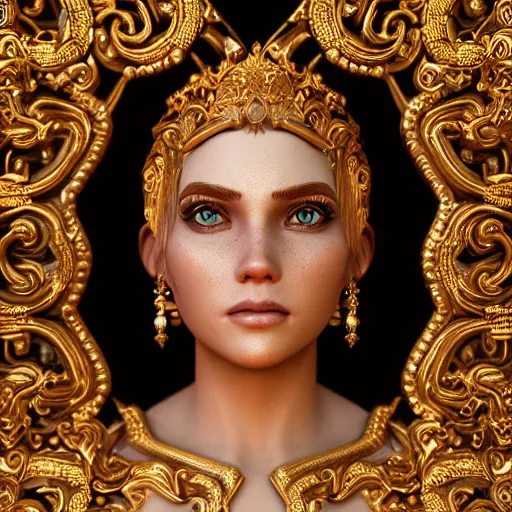 Image similar to portrait of wonderful princess, glowing, ornate and intricate, jaw dropping, dynamic lighting, intricate and detailed, 4 k octane render