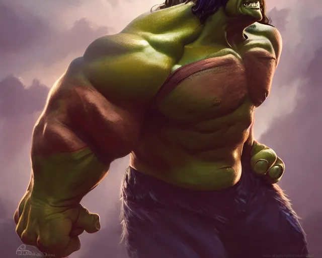 Prompt: photography of hulk hogan as the hulk, deep focus, d & d, fantasy, intricate, elegant, highly detailed, digital painting, artstation, concept art, matte, sharp focus, illustration, hearthstone, art by artgerm and greg rutkowski and alphonse mucha