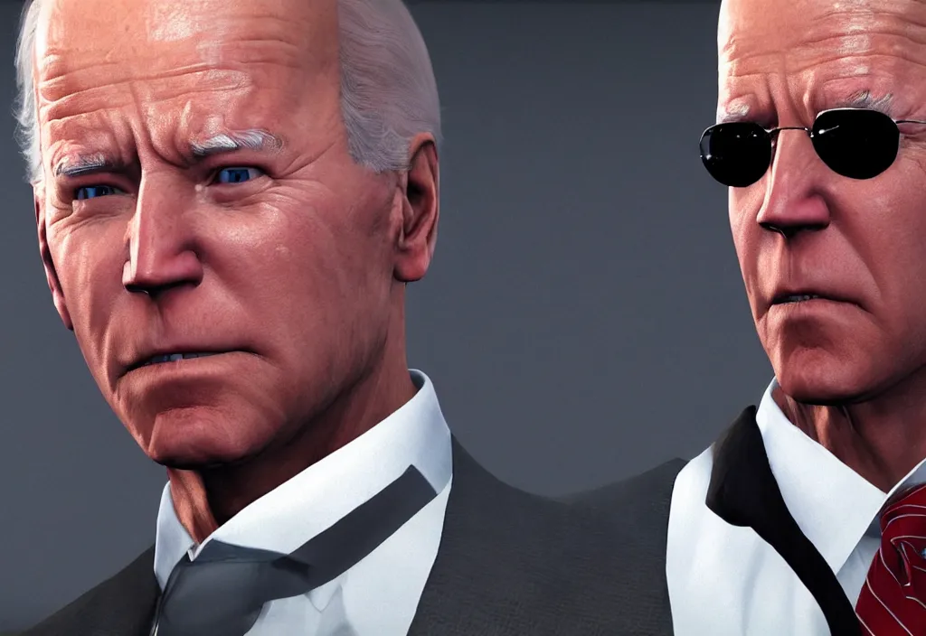 Image similar to joe biden in hitman, joe biden in the video game hitman, gameplay screenshot, close up, 3 d rendering. unreal engine. amazing likeness. very detailed.