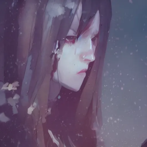 Prompt: a cute girl with long hair crying in front of a coffin, cinematic lighting, dramatic atmosphere, artwork by dustin nguyen, akihiko yoshida, greg tocchini, greg rutkowski, cliff chiang, 4 k resolution, trending on artstation