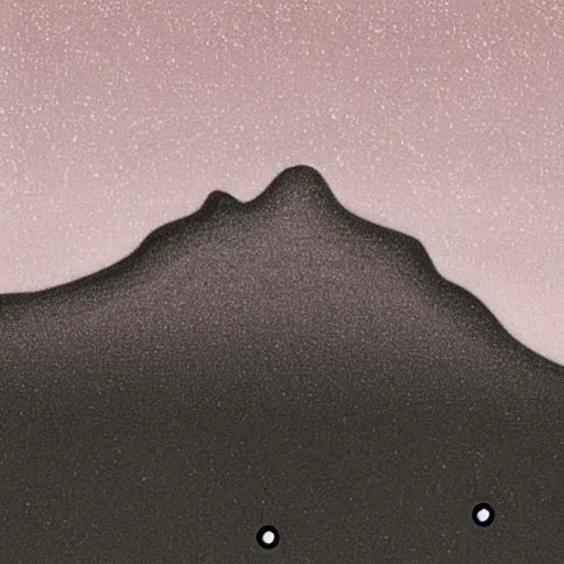 Image similar to a black dot in the sky spaghettifying a mountain, dark lighting, landscape