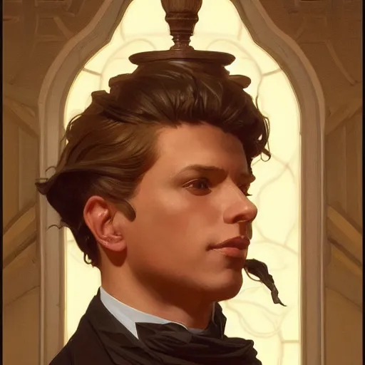 Prompt: portrait of a leyendecker man, sly, intricate, elegant, highly detailed, digital painting, artstation, concept art, smooth, sharp focus, illustration, art by artgerm and greg rutkowski and alphonse mucha and william - adolphe bouguereau