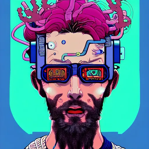 Image similar to portrait painting of a cyberpunk technician with crazy hair, sharp focus, award - winning, trending on artstation, masterpiece, highly detailed, intricate. art by josan gonzales and moebius and deathburger