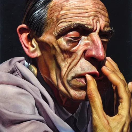 Image similar to high quality high detail painting by lucian freud, hd, iggy pop