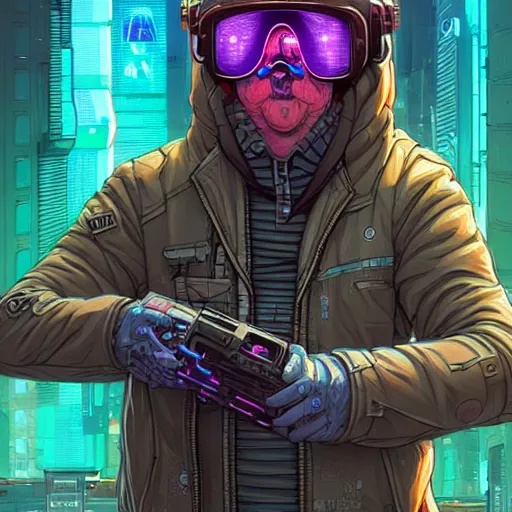 Prompt: A cyberpunk hamster cyborg on the street of a cyberpunk city art by Josan Gonzalez, sci-fi, highly detailed, digital painting, artstation, smooth, sharp focus, illustration, concept art by Josan Gonzalez and James Gurney and Mœbius