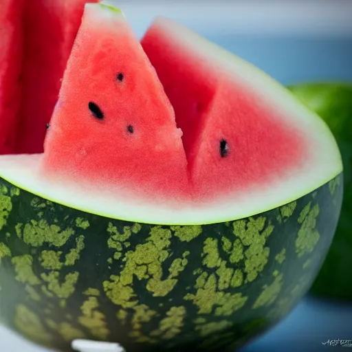 Prompt: watermelon in the shape of a horse, photorealistic hd, wide angle photography