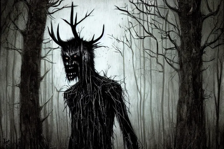 Image similar to mad wendigo in grim forest artwork by ben templesmith