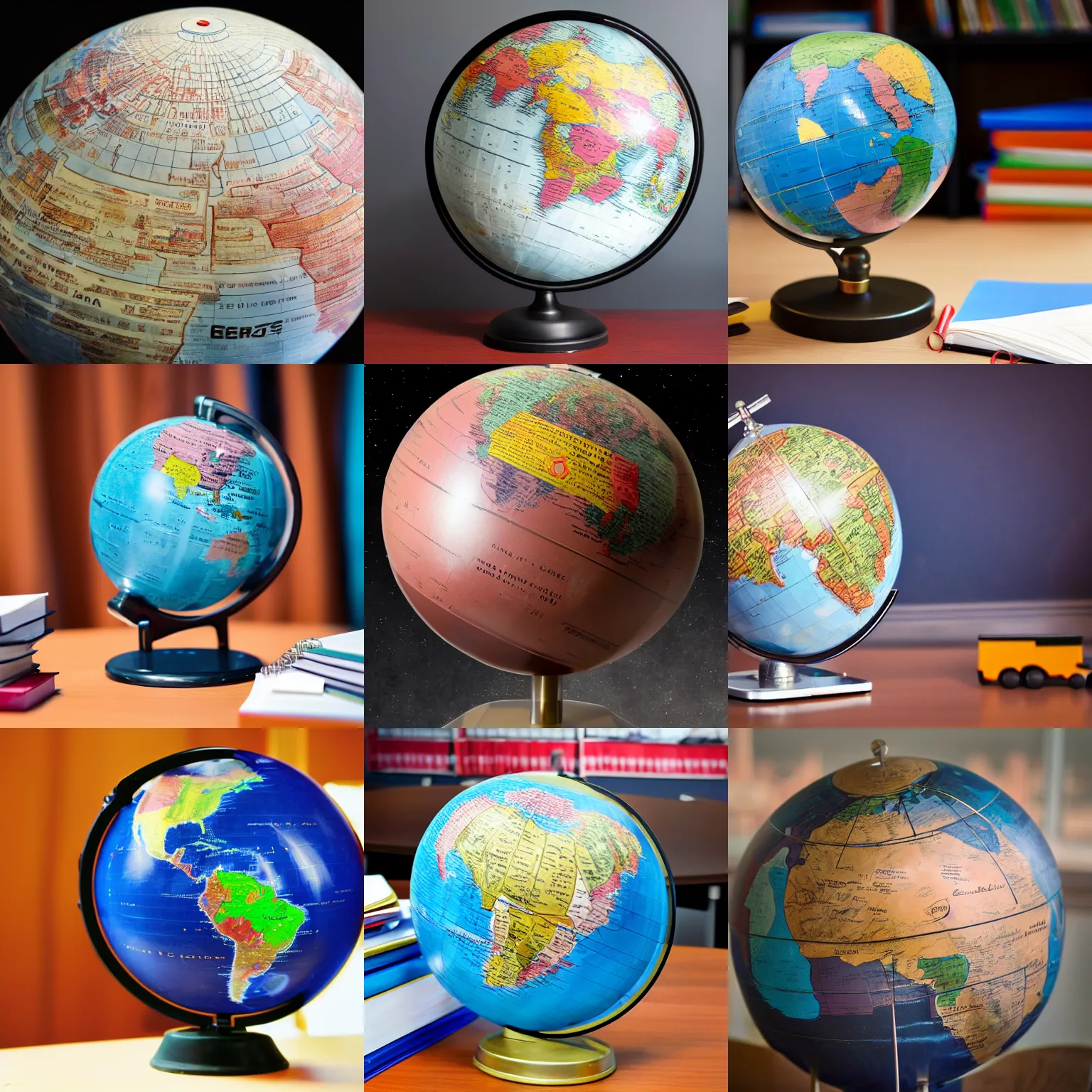 Prompt: the planet coruscant as a classroom globe, on a desk, photograph