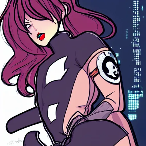Image similar to black girl boss lady turns superhero comic book very very anime style,