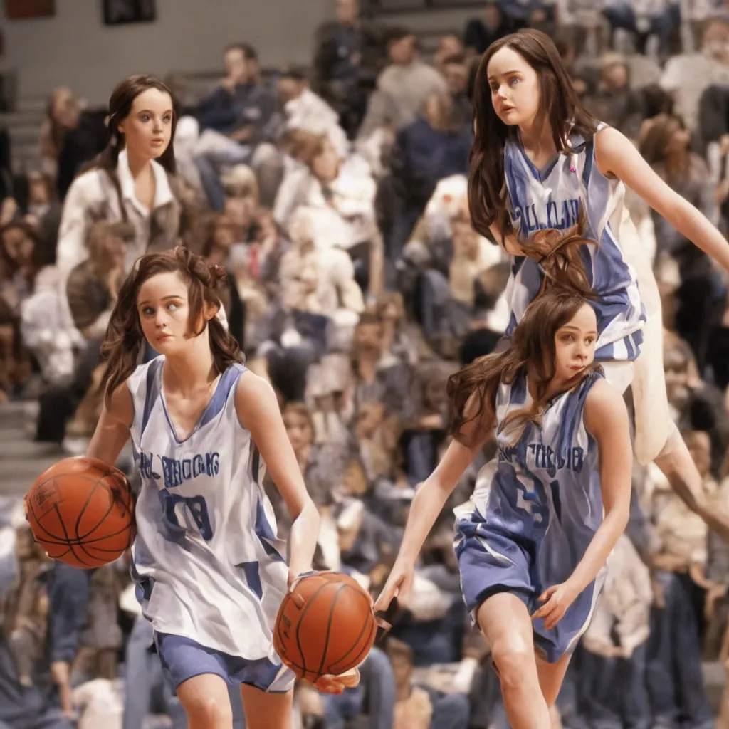 Prompt: rory gilmore playing basketball, photorealistic, hd