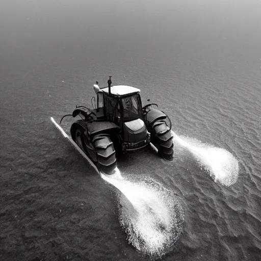 Image similar to an tractor underwater towing a plough through the seabed