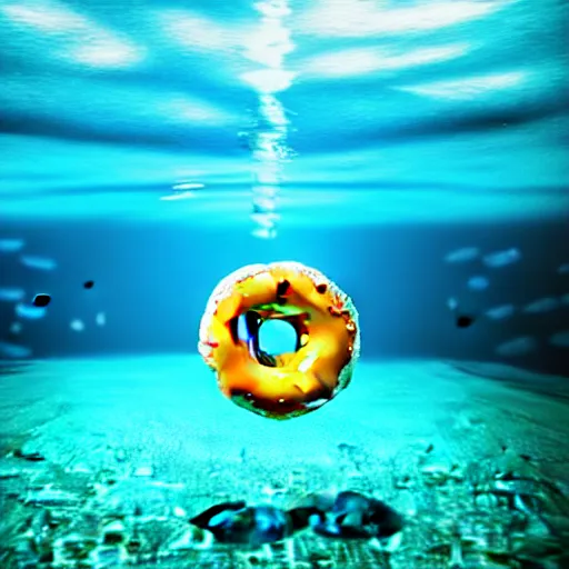 Image similar to donut under water sea , sunk deep water view , under water pictures