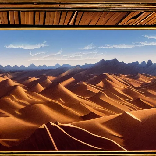 Prompt: envelop our expansive deserts with panels, tame god's holy sunlight and let america's boundless energy flow across the land like a great river, high contrast cinematic light, bev doolittle and jose ortiz