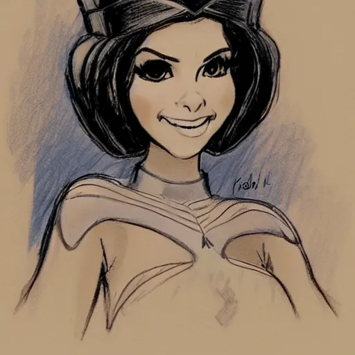 Image similar to milt kahl sketch of victoria justice as princess padme from star wars