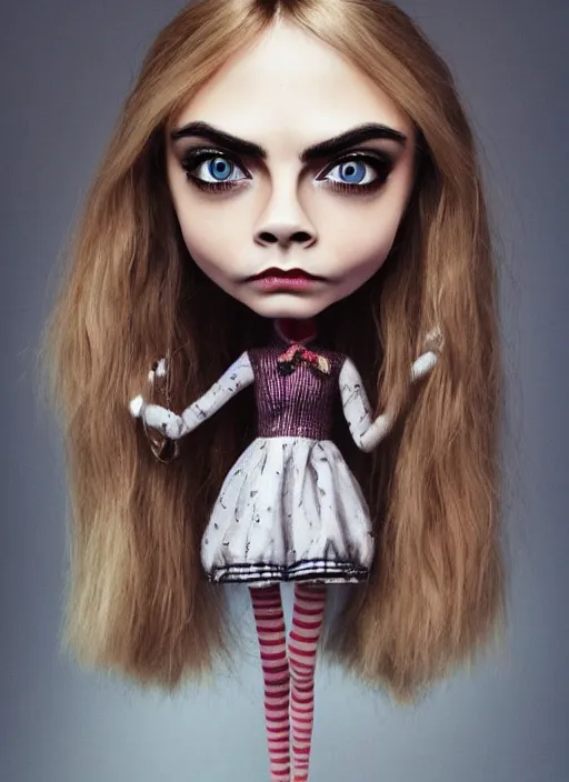 Image similar to cara delevingne as a mark ryden doll, detailed digital art, trending on Artstation