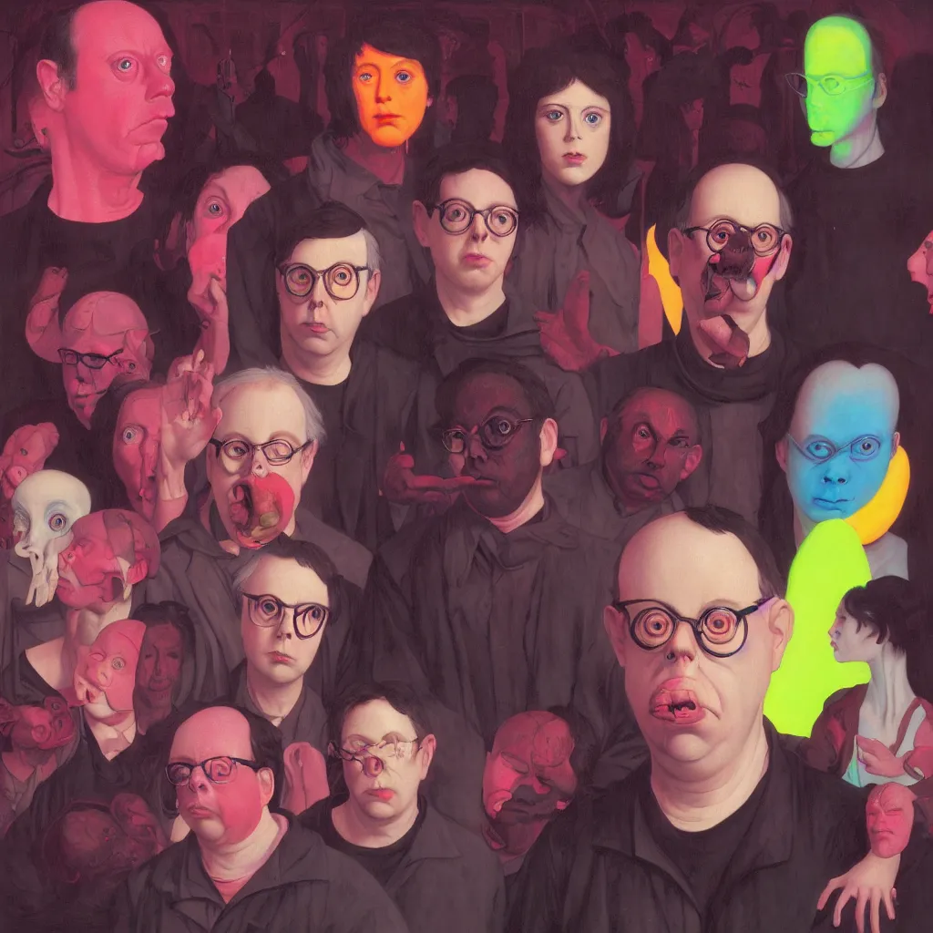 Image similar to weird and disturbing portrait of todd solondz, vivid colors, neon, art by gregory crewdson, ( ( ( kuvshinov ilya ) ) ) and wayne barlowe and francis bacon and artgerm and wlop and william - adolphe bouguereau