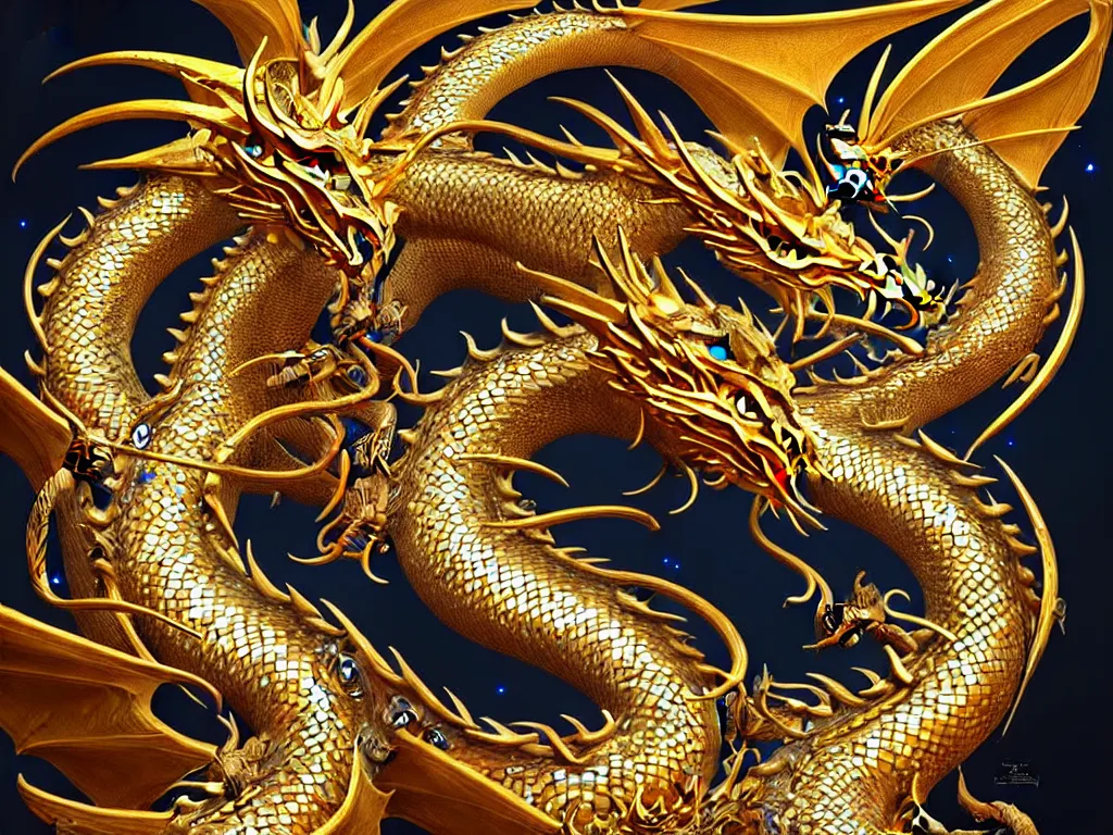 Prompt: portrait of a celestial dragon, white and gold scales, fantasy, intricate, highly detailed, digital painting, artstation, concept art, smooth and sharp focus